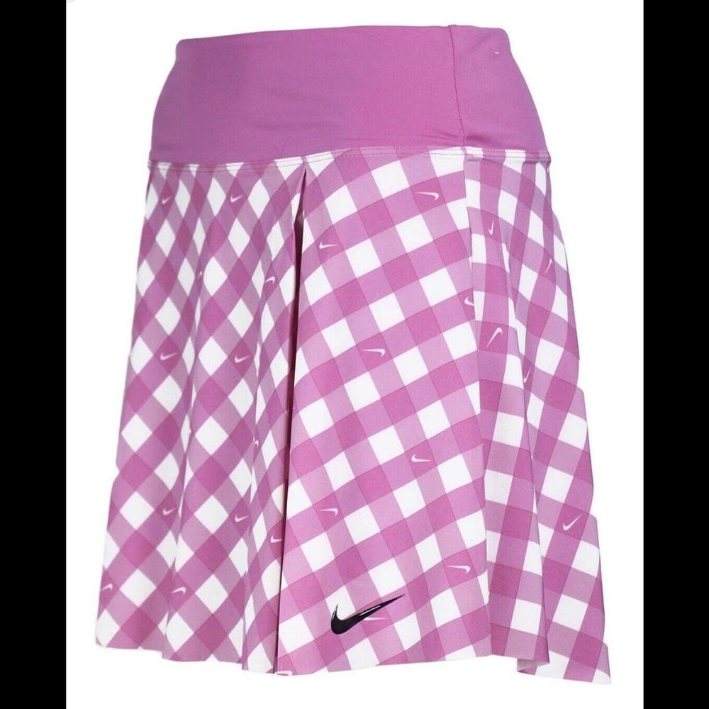 Nike Dri-FIT Printed Club Tennis Skirt DX1142 Golf Skort Pink Checkered MSRP $80